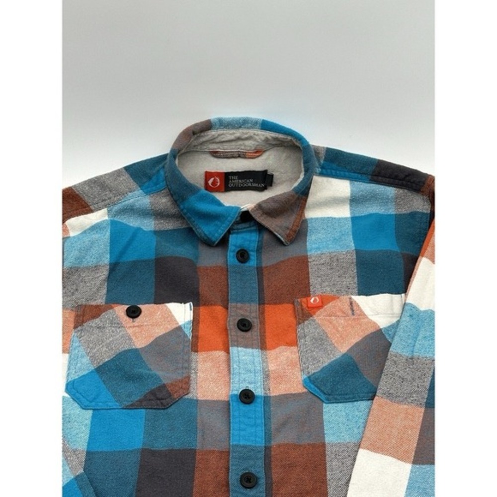 The American Outdoorsman Flannel Shirt Orange‎ Plaid Men's Medium - Picture 4 of 9